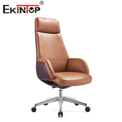 Silla de cuero ejecutiva azul con la asamblea de acero inoxidable para la oficina