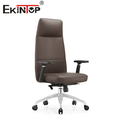 Silla de oficina de cuero giratoria giratoria clásica con soporte lumbar ajustable