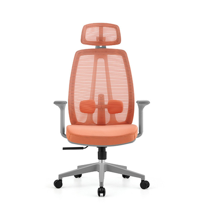 Silla de oficina roja con respaldo de malla y diseño elegante para oficina ejecutiva