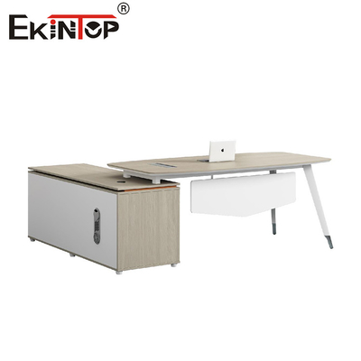 Mesa de oficina en forma de L Escritorios modernos ejecutivos con gabinete de almacenamiento