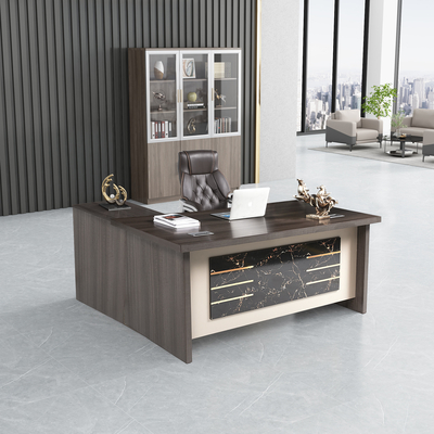 Mesa de oficina duradera de madera sólida en forma de L