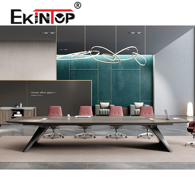 Color moderno de la teca de la nuez de la mesa de reuniones de la mesa de reuniones de la oficina moderna del OEM