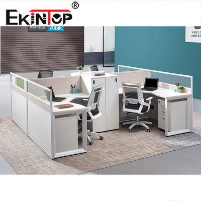 Los muebles modernos comerciales ISO9001 del puesto de trabajo de la oficina de 4 Seater certificaron