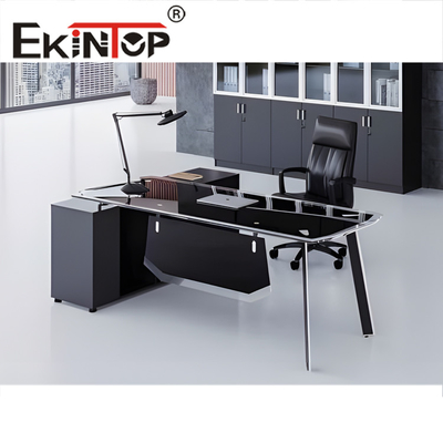 Mesa de vidrio templado de oficina moderna Escritorio de vidrio rectangular grande SGS