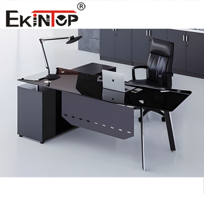 Blanco Negro Vidrio moderno Escritorio Transparente Mesa de vidrio templado