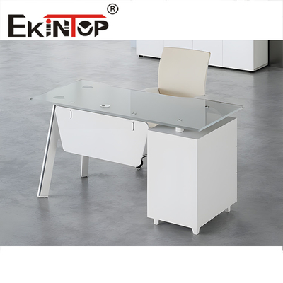 Escritorio de cristal ejecutivo moderno de oficina de Ekintop del escritorio en forma de L del ordenador