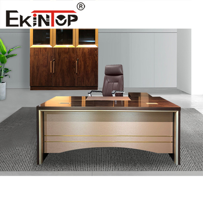 Escritorio de oficina de pedestal de construcción laminada Mesa de computadora de oficina de acero de metal