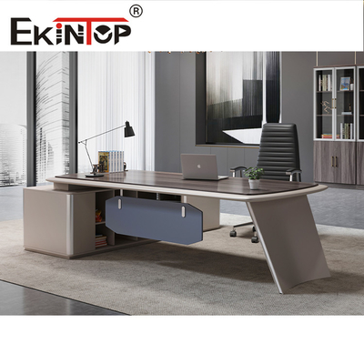 Muebles de oficina Mesa de trabajo moderna Escritorio Zebrano Chapa de madera anti sucio