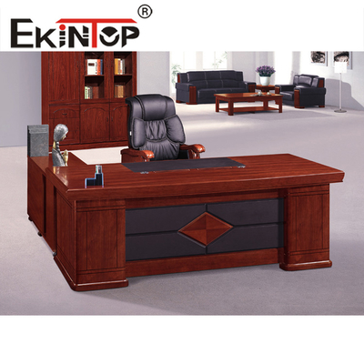 Escritorio de oficina grande pintado Silla de cuero de combinación superior de chapa de madera maciza