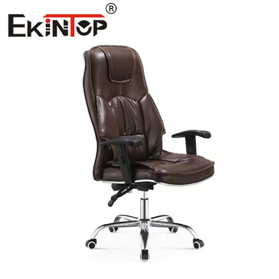 Silla de oficina giratoria con respaldo alto de cuero PU moderna para tareas de lujo