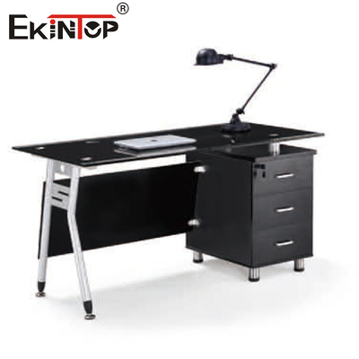 Venta al por mayor en forma de L de los muebles de oficinas del encargado del escritorio moderno de Tempered Glass Computer