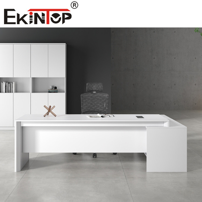 Escritorio ejecutivo en forma de L del MDF del escritorio moderno blanco de los muebles de oficinas