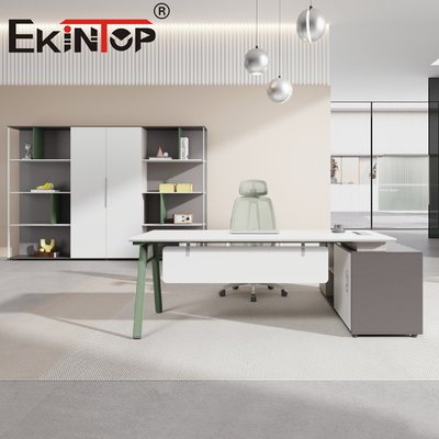 Muebles de madera en forma de L modernos de Executive Desk Office del encargado del hierro del escritorio de oficina