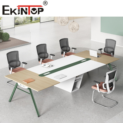 Mesa de conferencias de acero de madera personalizada giratoria para muebles de oficina