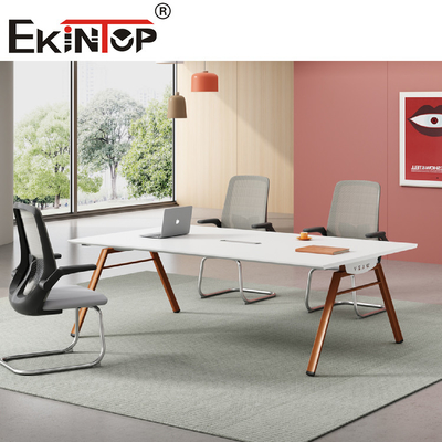 Mesa de reuniones rectangular convertible con las 4 piernas materiales de acero de madera