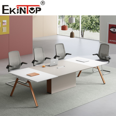 Mesa de reuniones rectangular convertible con las 4 piernas materiales de acero de madera