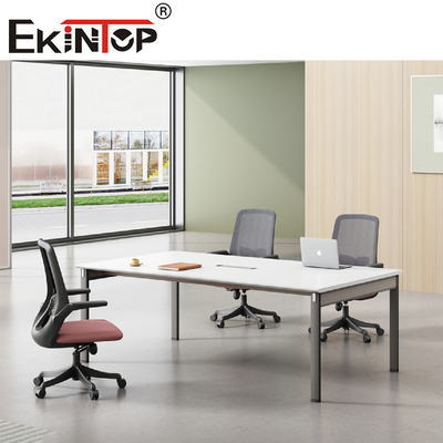Mesa de reuniones rectangular convertible con las 4 piernas materiales de acero de madera