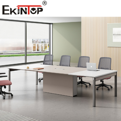 Mesa de reuniones rectangular convertible con las 4 piernas materiales de acero de madera