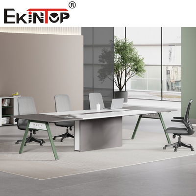 Mesa de reuniones rectangular convertible con las 4 piernas materiales de acero de madera