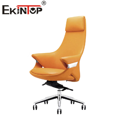 Silla ejecutiva ergonómica de cuero amarillo para interiores
