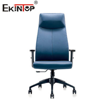 Silla de cuero ejecutiva azul con la asamblea de acero inoxidable para la oficina