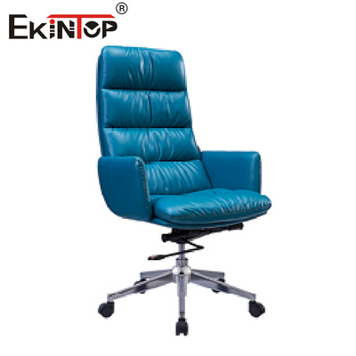 Ajustador de cuero azul ergonómico de la altura de la silla de la oficina ejecutiva