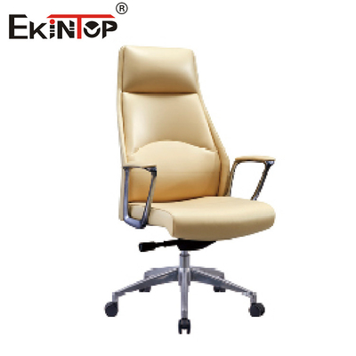Ajustador de cuero azul ergonómico de la altura de la silla de la oficina ejecutiva