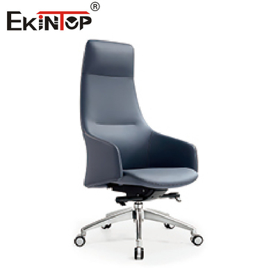 Ajustador de cuero azul ergonómico de la altura de la silla de la oficina ejecutiva