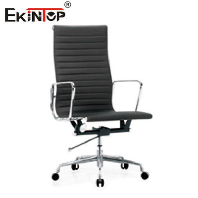 Metal negro y silla de cuero de la oficina de la PU con la altura de Seat inclinable de la cerradura 21 pulgadas