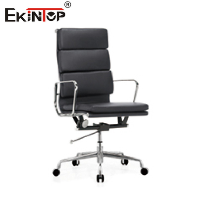 Metal negro y silla de cuero de la oficina de la PU con la altura de Seat inclinable de la cerradura 21 pulgadas