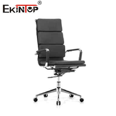 Metal negro y silla de cuero de la oficina de la PU con la altura de Seat inclinable de la cerradura 21 pulgadas