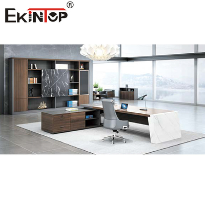 Muebles de oficinas Gray Brown del escritorio ejecutivo moderno en forma de L extensible