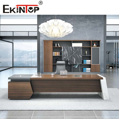 Muebles de oficinas Gray Brown del escritorio ejecutivo moderno en forma de L extensible