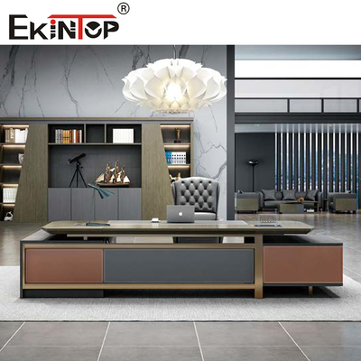 Muebles de escritorio de oficina ejecutiva en forma de L de Morden de madera para negocios en casa