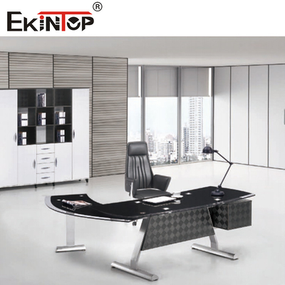 CEO moderno Executive Office Furniture del escritorio de cristal negro blanco liso