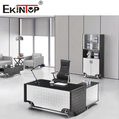 CEO moderno Executive Office Furniture del escritorio de cristal negro blanco liso