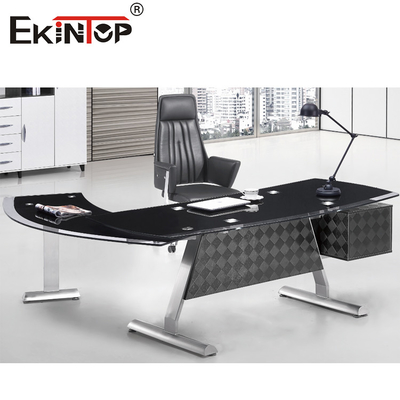 CEO moderno Executive Office Furniture del escritorio de cristal negro blanco liso