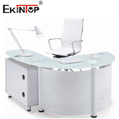 Blanco Negro Vidrio templado Escritorio de computadora Mesa de oficina en el hogar