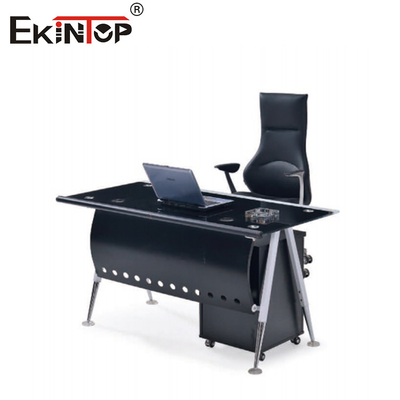 Mesa de oficina de vidrio blanco azul con escritorio de 8 mm personalizado