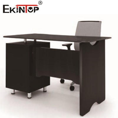 Escritorio comercial de vidrio negro en forma de L con cajones Muebles de oficina ejecutivos modernos