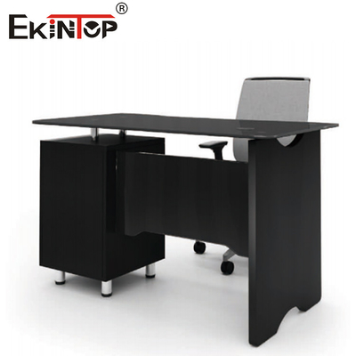 Escritorio comercial de vidrio negro en forma de L con cajones Muebles de oficina ejecutivos modernos