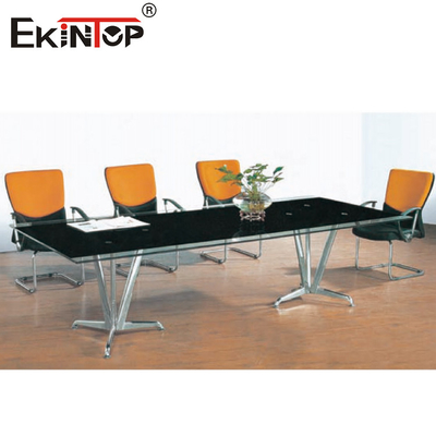 Mesa de conferencias negra rectangular Elegante ambiente de negocios Capacidad de 10 asientos