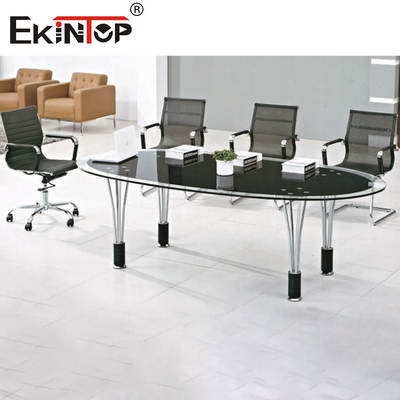 Mesa de conferencias negra rectangular Elegante ambiente de negocios Capacidad de 10 asientos