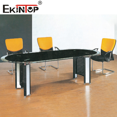 Mesa de conferencias de vidrio negro de SGS Mejorar la imagen profesional Mostrar gusto empresarial