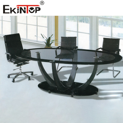 Mesa de conferencias de vidrio negro de SGS Mejorar la imagen profesional Mostrar gusto empresarial