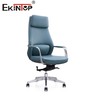 Silla de cuero de PU azul elegante y elegante para una estética de oficina impresionante