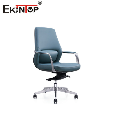 Silla de cuero de PU azul elegante y elegante para una estética de oficina impresionante