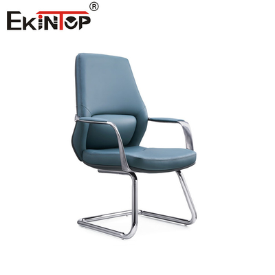 Silla de cuero de PU azul elegante y elegante para una estética de oficina impresionante