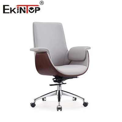 Silla ajustable en altura de cuero blanco de estilo moderno para espacios de oficina