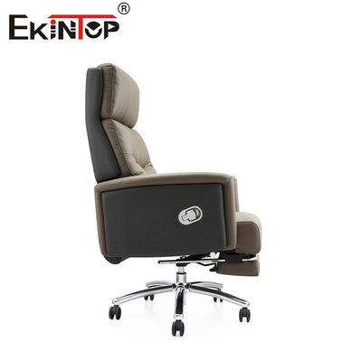 Sillón de oficina de cuero de PU con respaldo para los pies y ruedas